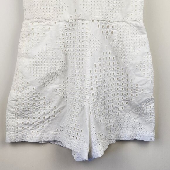 Trina Turk White Tahlia Eyelet Romper Adjustable Straps sz 2 - Picture 4 of 9